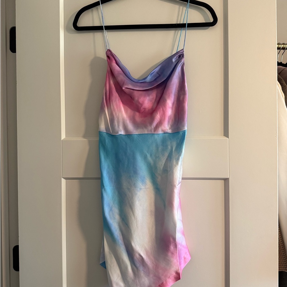 BRAND NEW WITH TAGS - Retrofete Auris Dress Tie Dye Silk Mini
Asymmetrical Hem - Picture 3 of 4